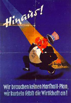 Plakat gegen den Marshall-Plan, erlassen durch Stalin für Ostdeutschland. Quelle: NRW Staatsarchiv.
