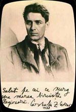 Corneliu Zelea Codreanu (1899-1938). Bildunterschrift: „Heil allen, die zum großen Sieg der Legionäre mitmarschieren“