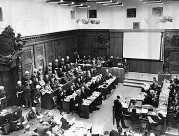 Gerichtssal während der Nürnberger Prozesse