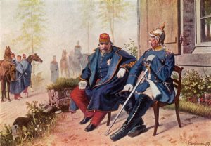 Bismarck und Napoleon III trafen sich am 2. September 1870 nach der Schlacht von Sedan in Donchery.