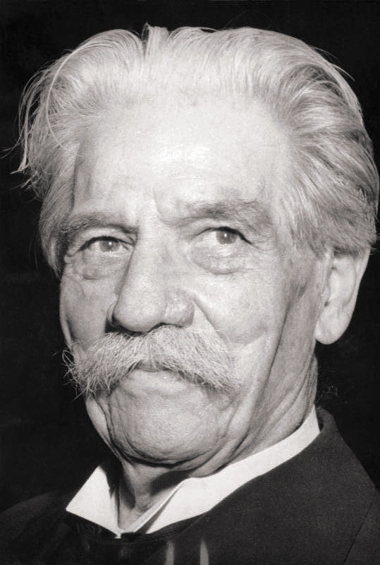 Albert Schweitzer, 1955 (Bundesarchiv) Unterschrift Albert Schweizer deutsch-französischer Forscher und Arzt