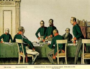 Scharnhorst (5. von links) als Vorsitzender der Heeres-Reorganisationskommission