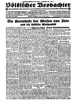 Titelblatt der NS Zeitung "Völkischer Beobachter " vom 10. Juli 1923.